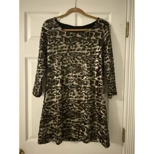Isle Apparel By Melis Kozan Sequin Shift Dress Lined Size S 3/4 Sleeve NWT